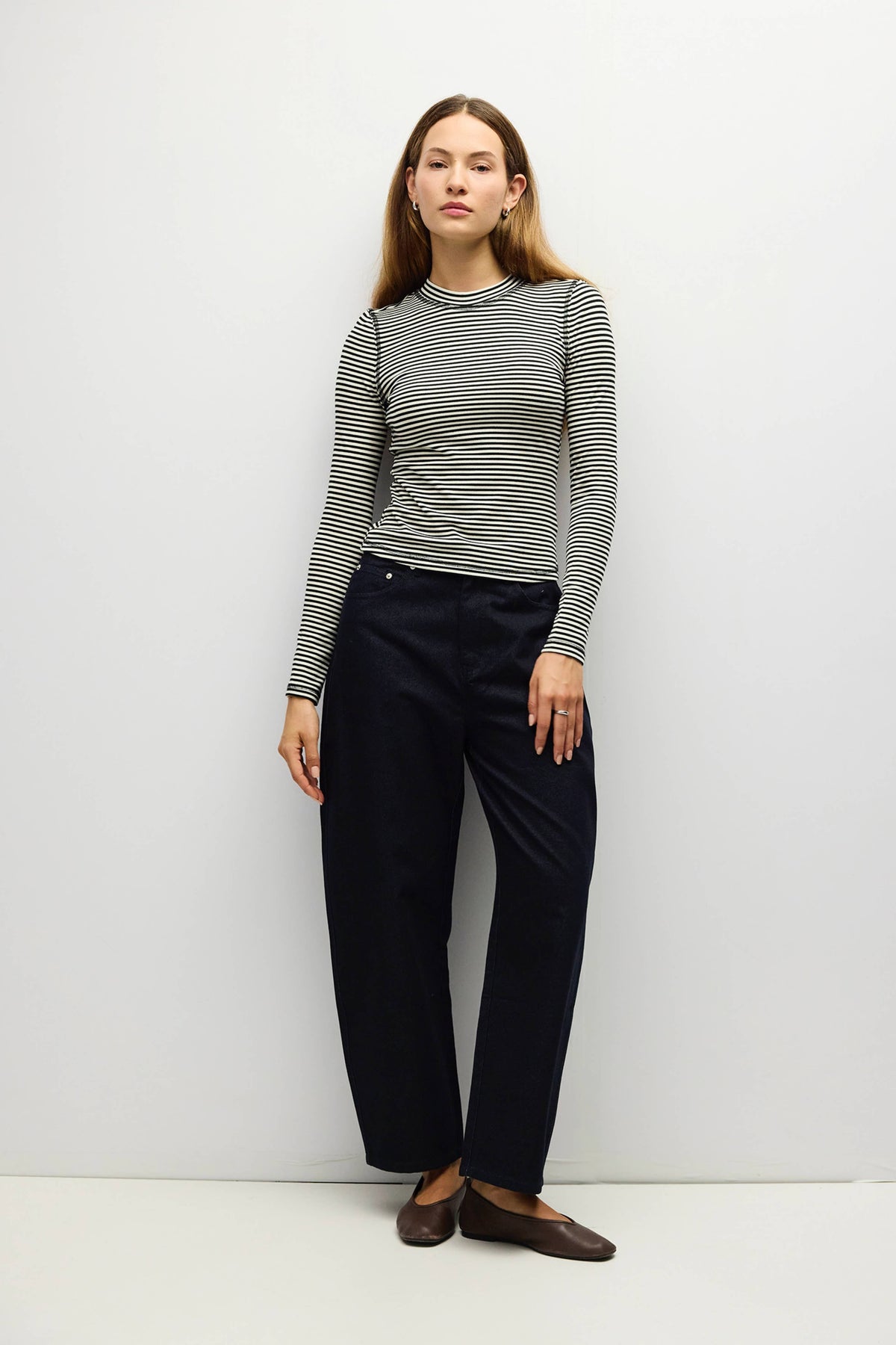 Black + Cream Striped Perry Top