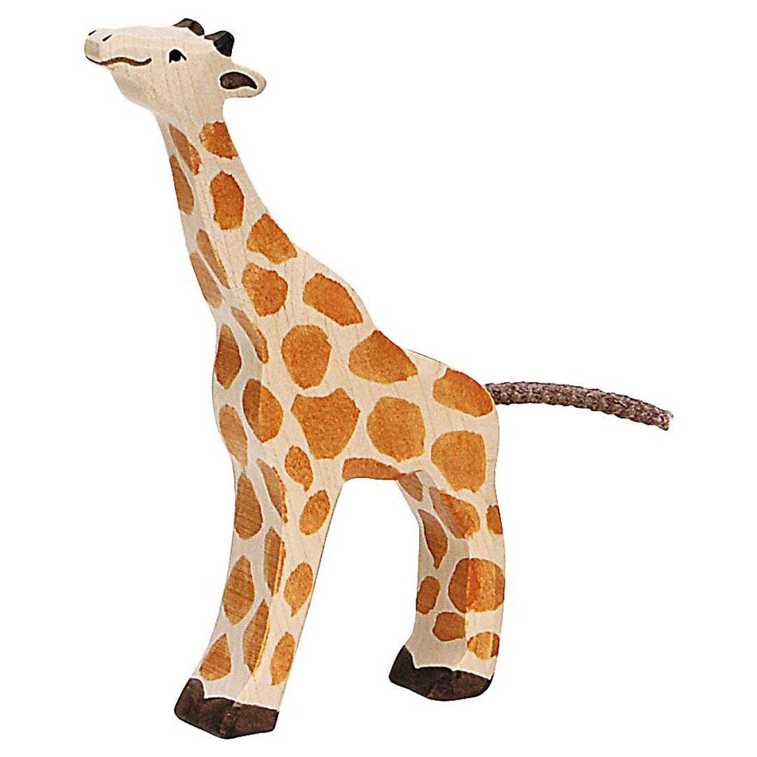 Wooden Giraffe, small, feeding