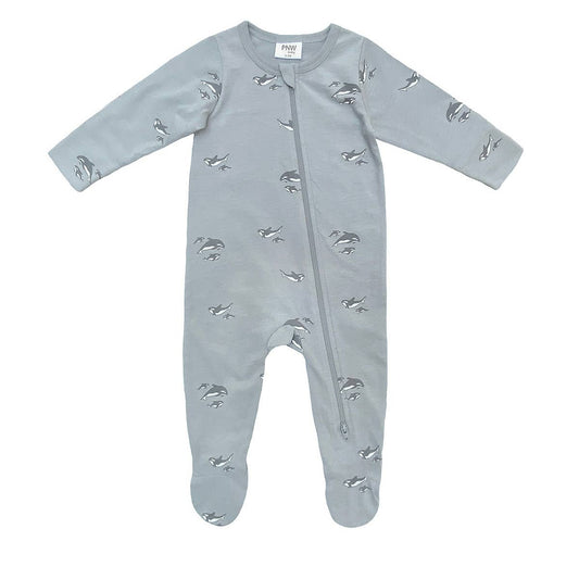 Pnw Baby Footed Zip Romper- Orca