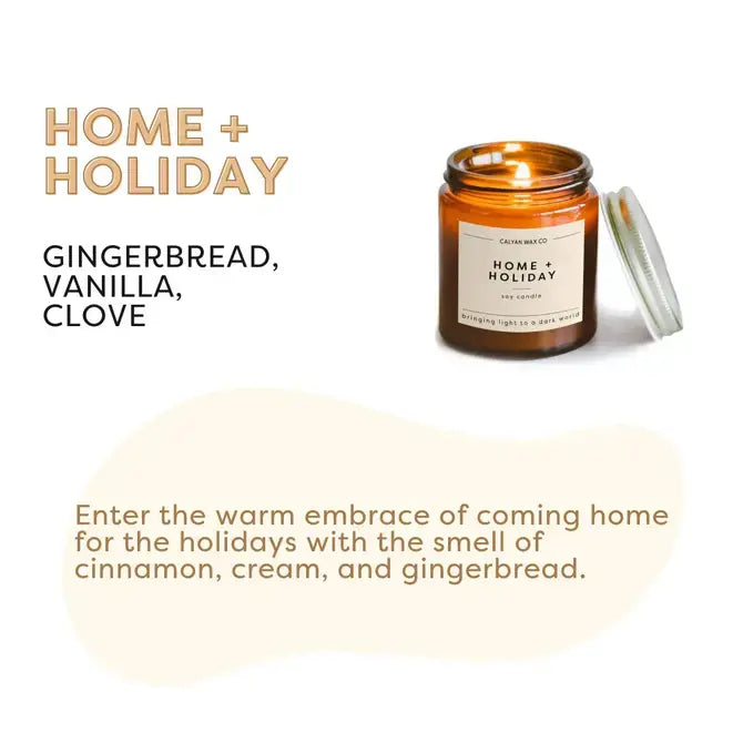 Home + Holiday - Mini Amber Jar Soy Candle