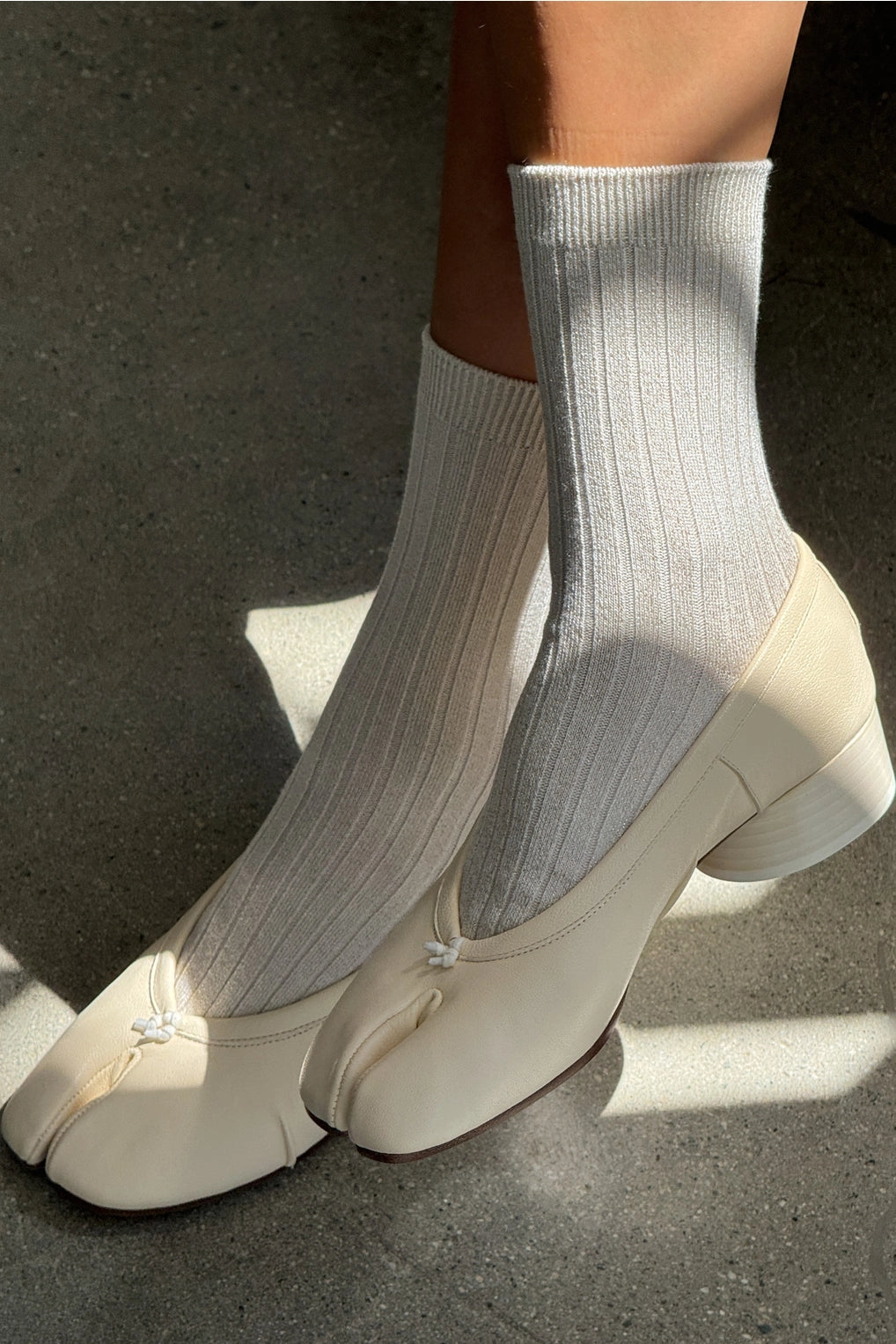 Her Socks - Modal Lurex (Ivory Gold)