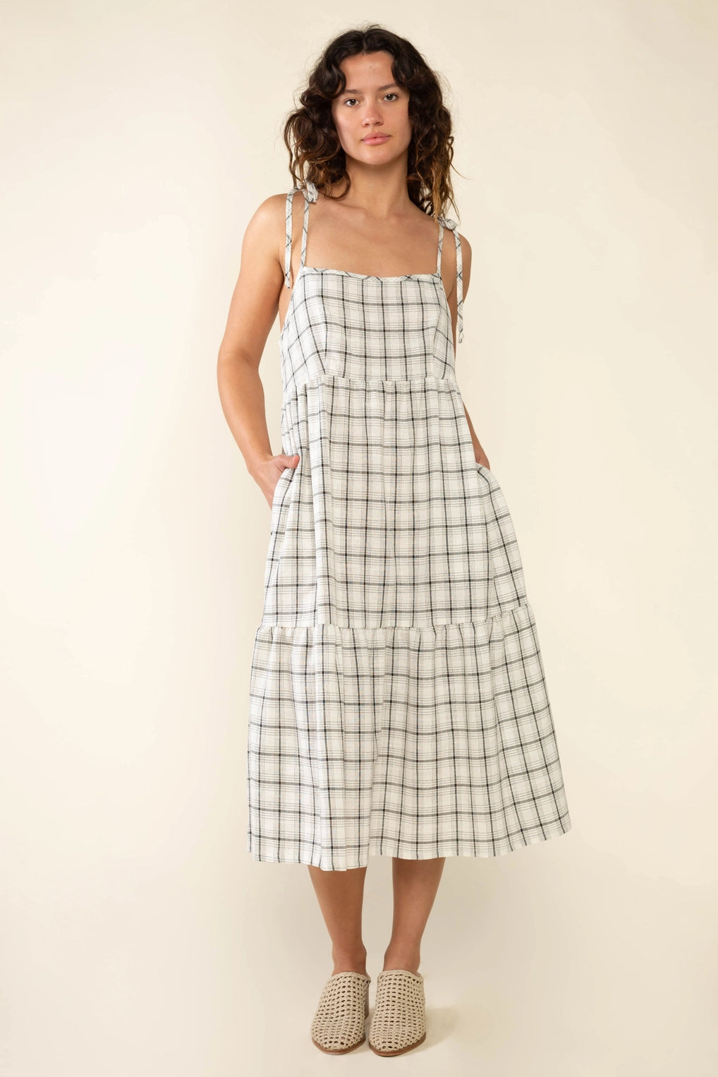 Luca Plaid Tie Strap Dress