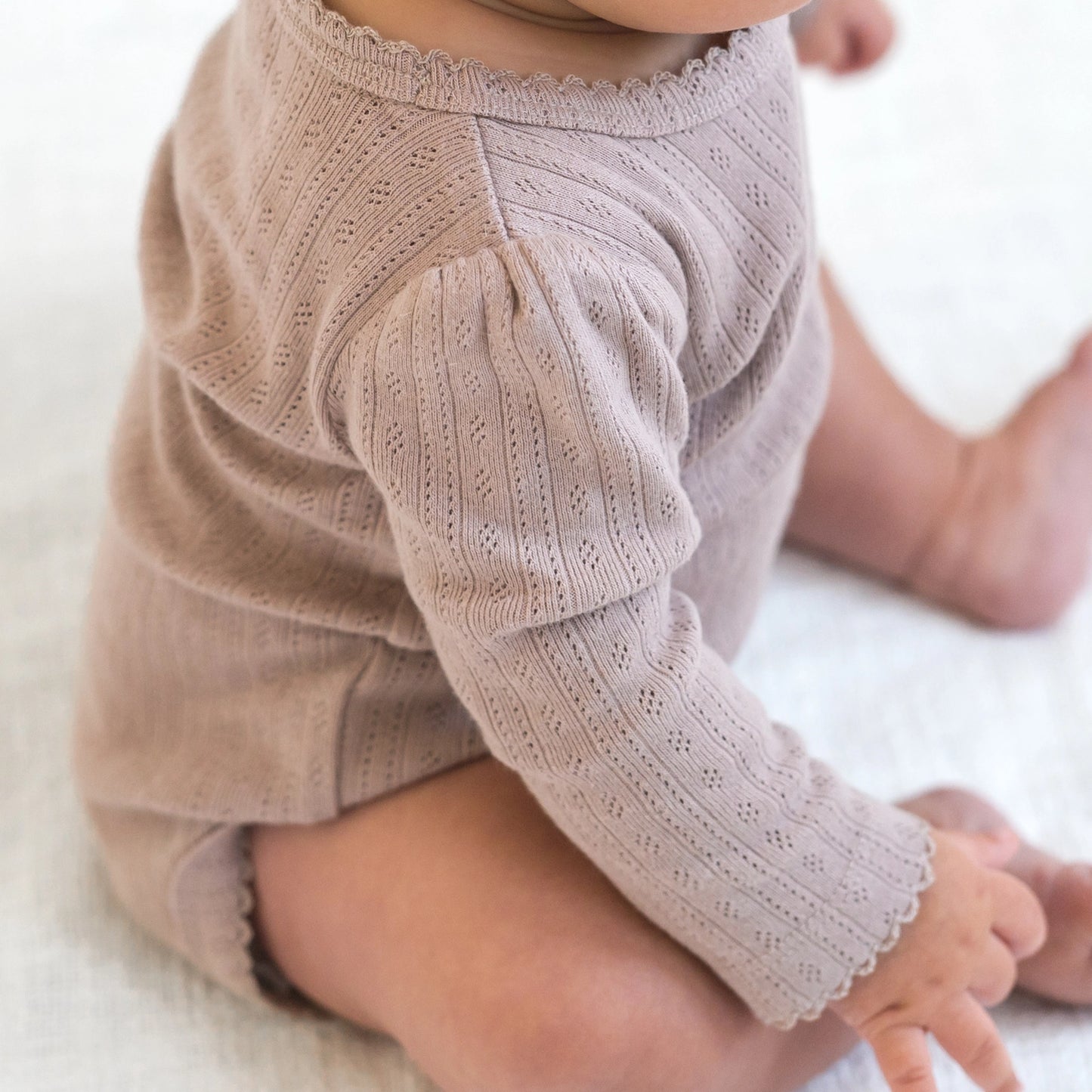 Pointelle Kimono Onesie - Wren