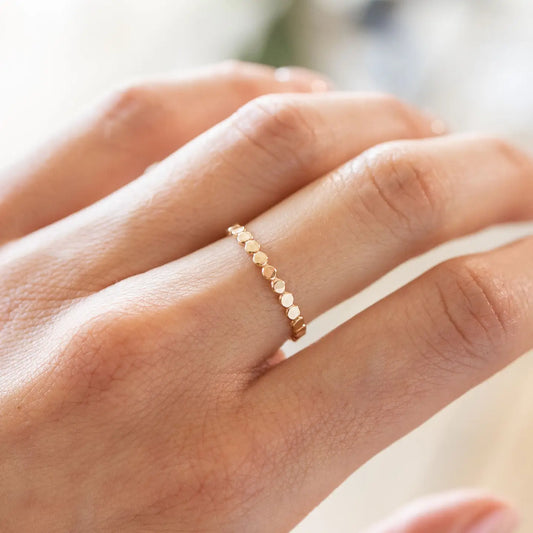 Coin Hammered Disc Stacking Ring in 14k Gold Filled