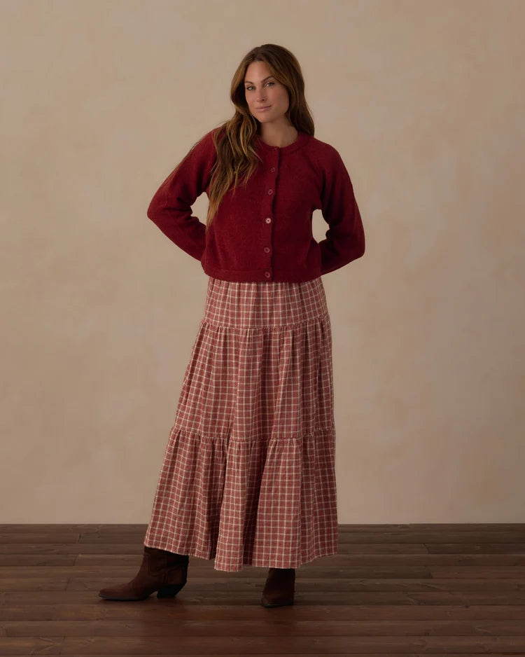Women’s Tiered Midi Skirt - Vintage Plaid