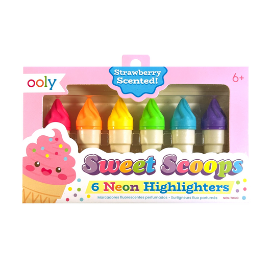 Sweet Scoops: Neon Highlighters - Strawberry Scent (Set of 6)