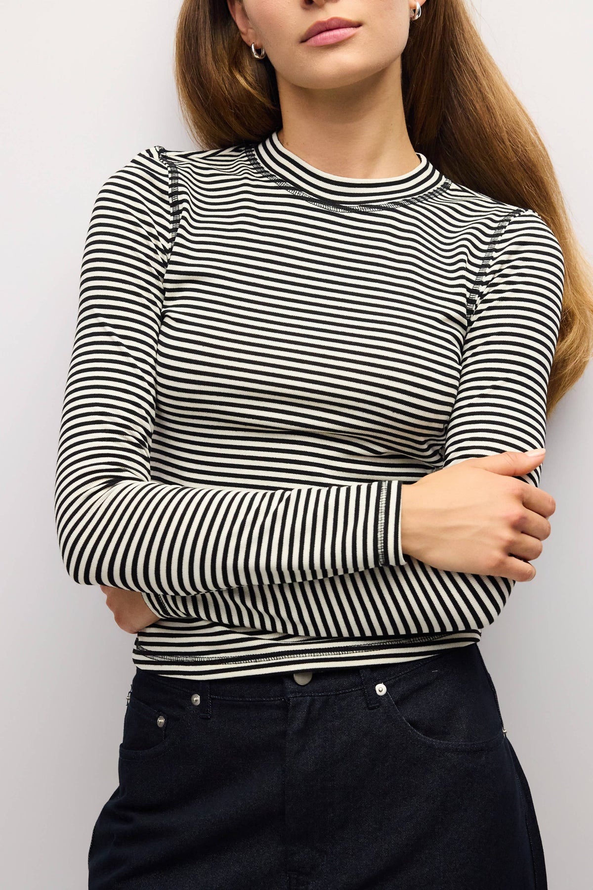 Black + Cream Striped Perry Top