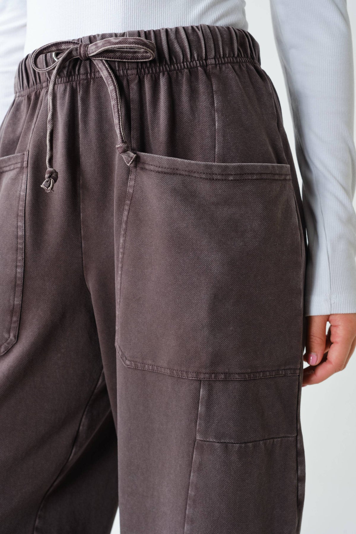 Vintage Wash Utility Barrel Leg Pants