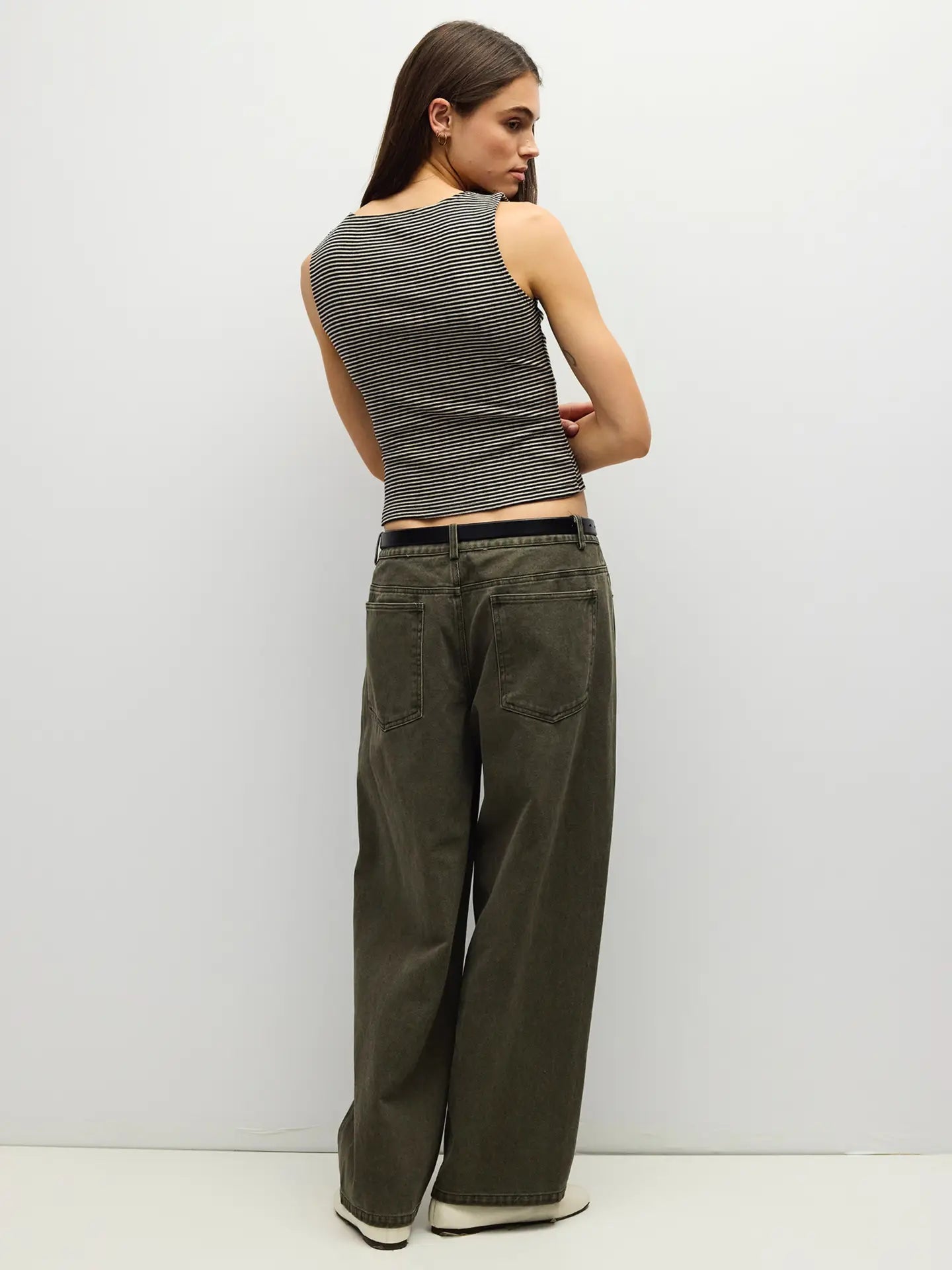 Beige/Black Striped Adrienne Top