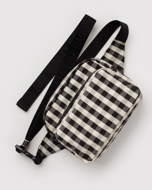 Black And Cream Gingham Fanny Pack
