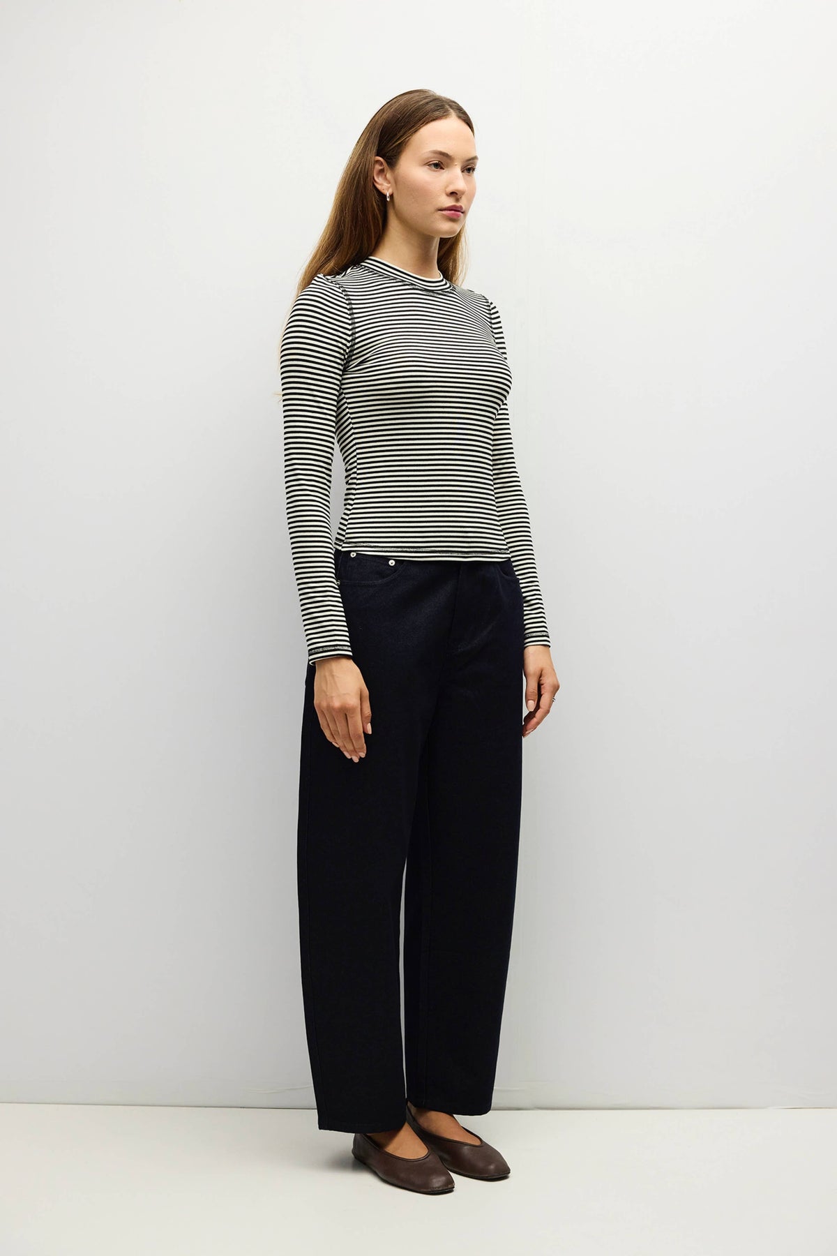 Black + Cream Striped Perry Top