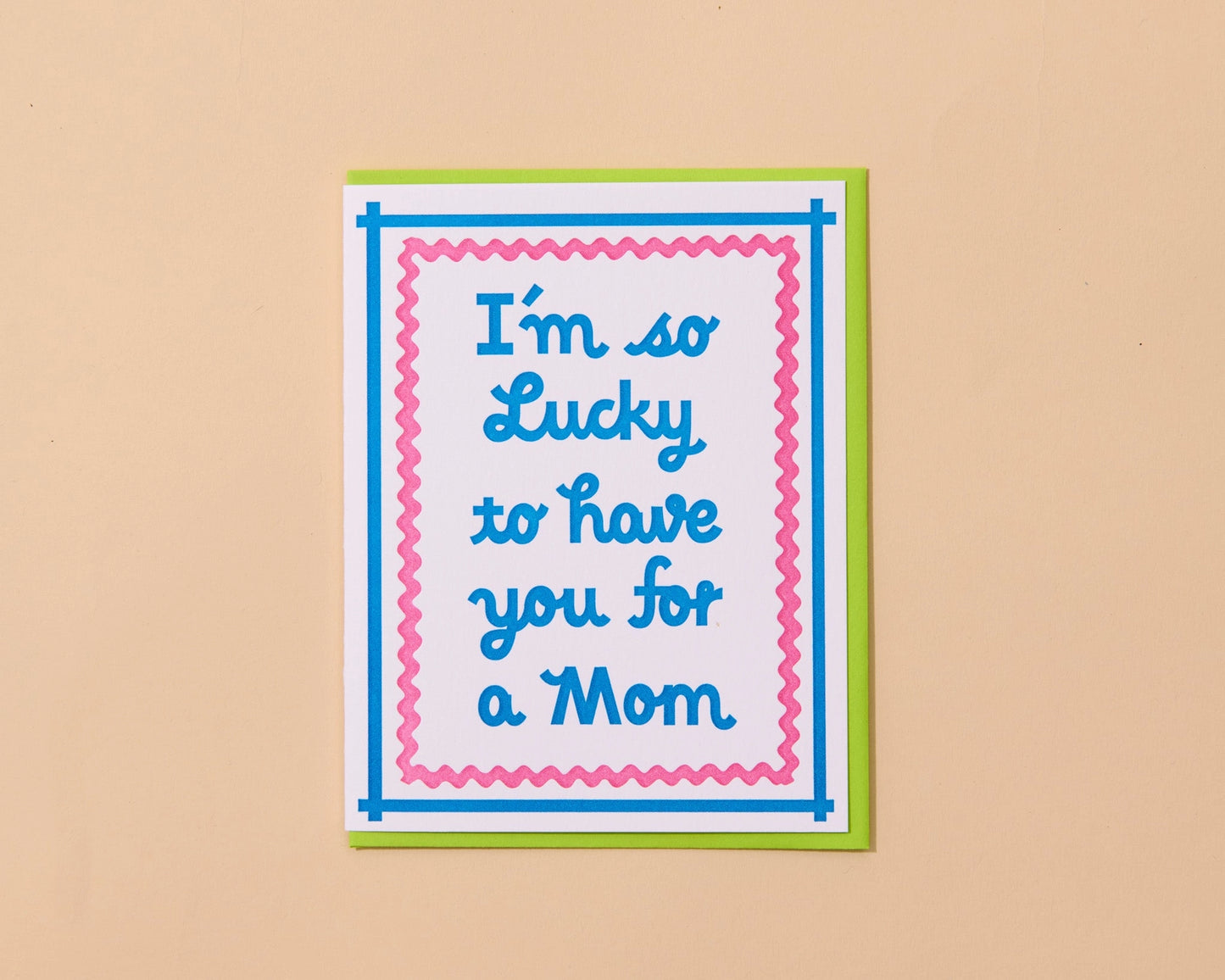 Modern Letterpress Mother's Day Greeting Card — Lucky Mom