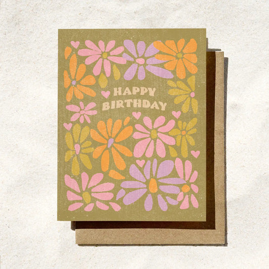 Happy Birthday Retro Flower