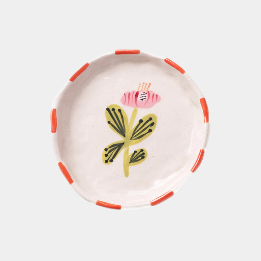 Hand Painted Ceramic Flower Trinket Tray