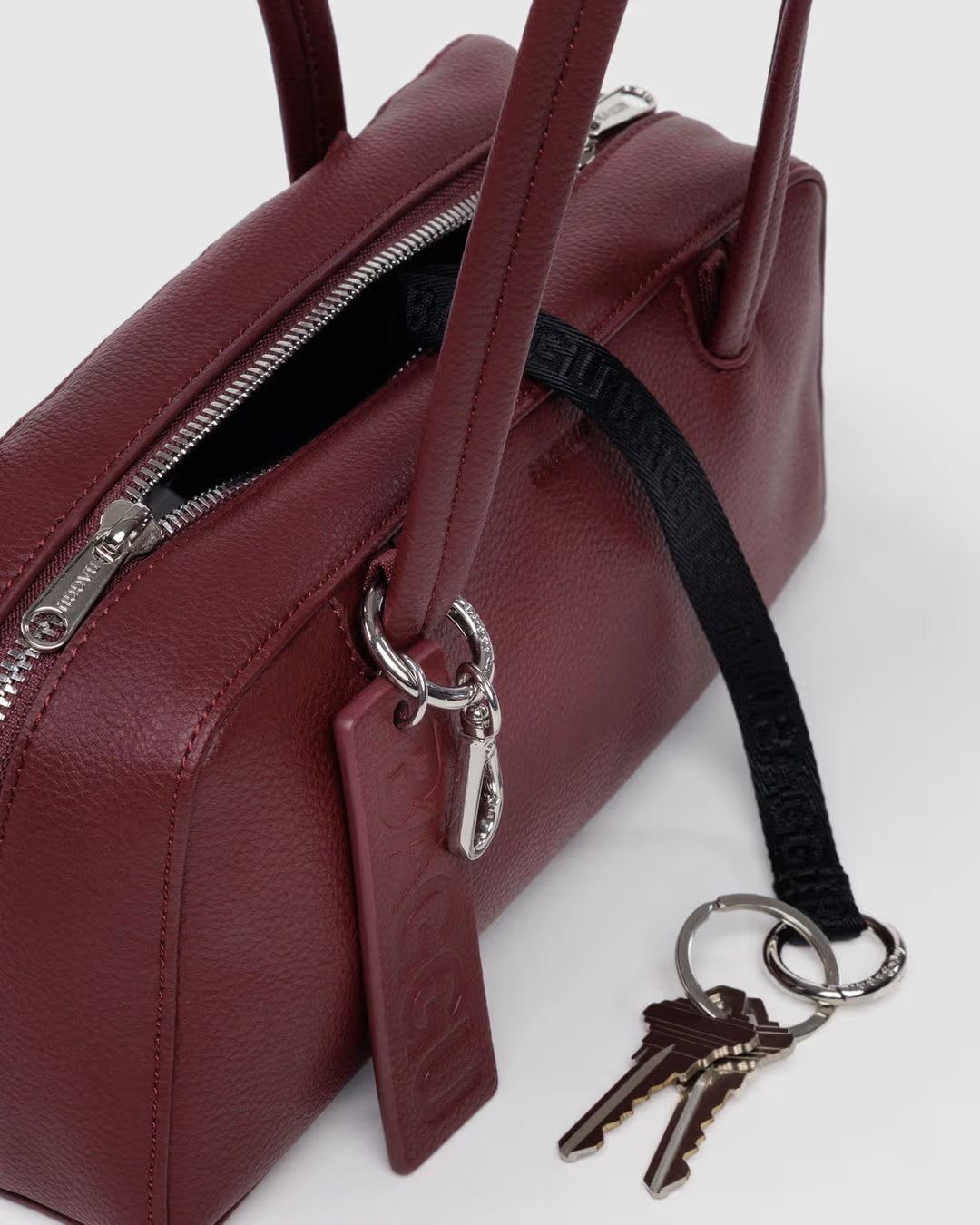 Small Recycled Leather Bowler Bag (Mahogany)