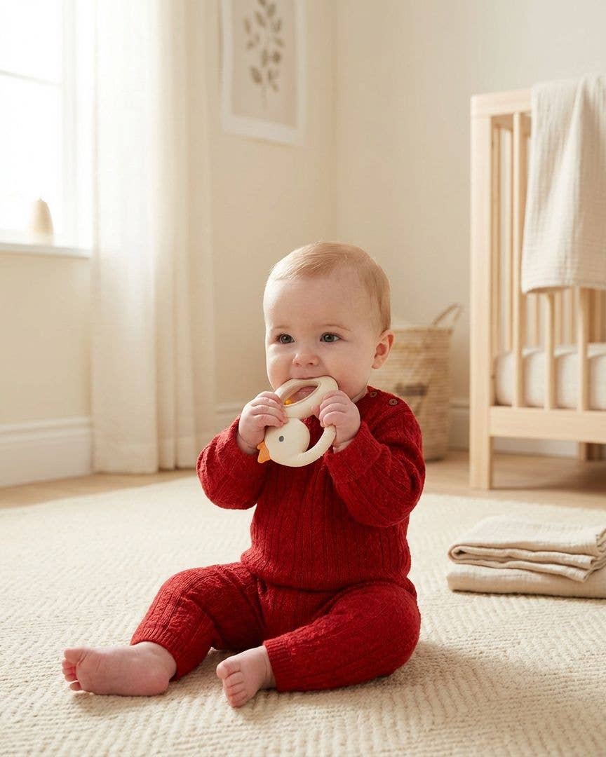 Goose Silicone Teether with Rattle