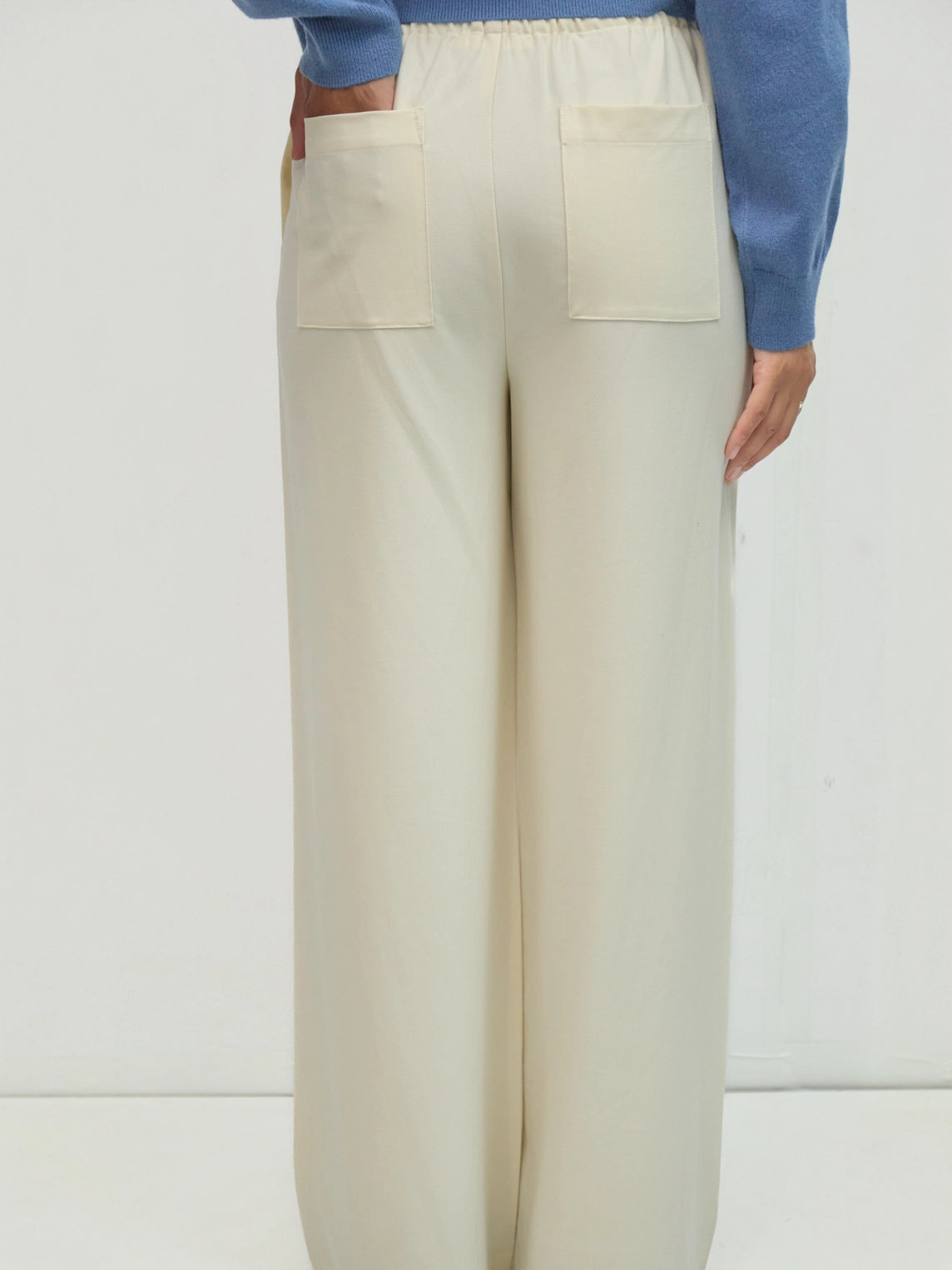 Cream Vera Pants | Drawstring Wide Leg Pants