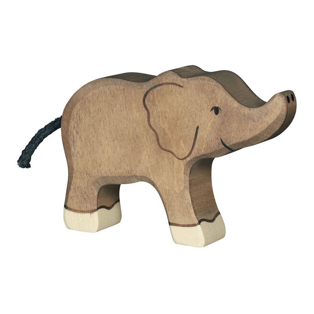 Woden Elephant, small, trunk raised