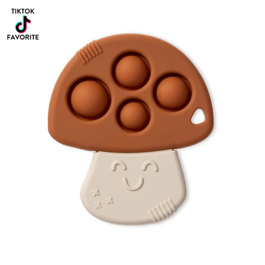 Mushroom Sensory Popper Toy + Teether