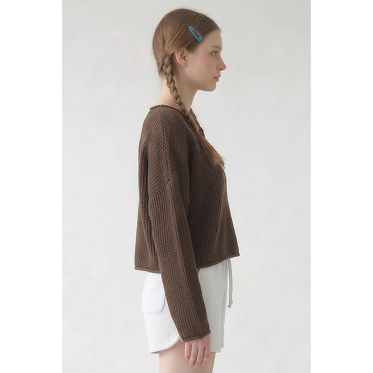Brown Boxy Knit Sweater
