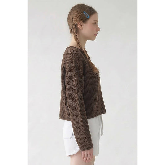 Brown Boxy Knit Sweater