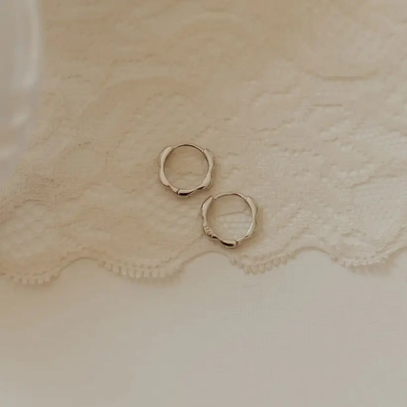 Lola Floral Hoops (Silver)