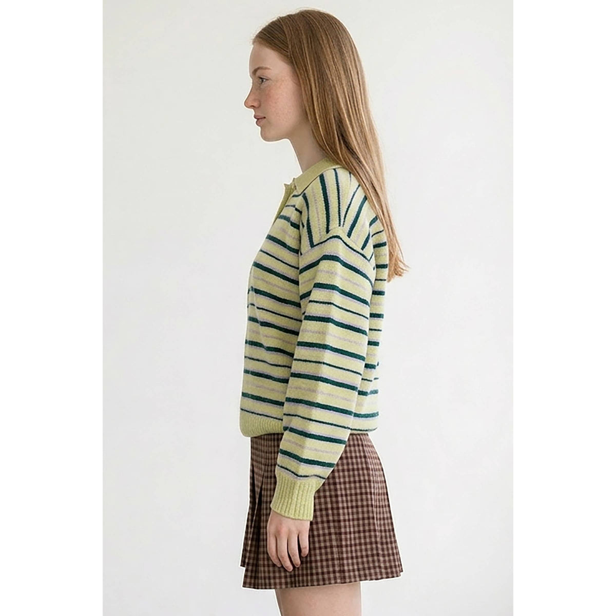 Yellow Stripe Polo Sweater