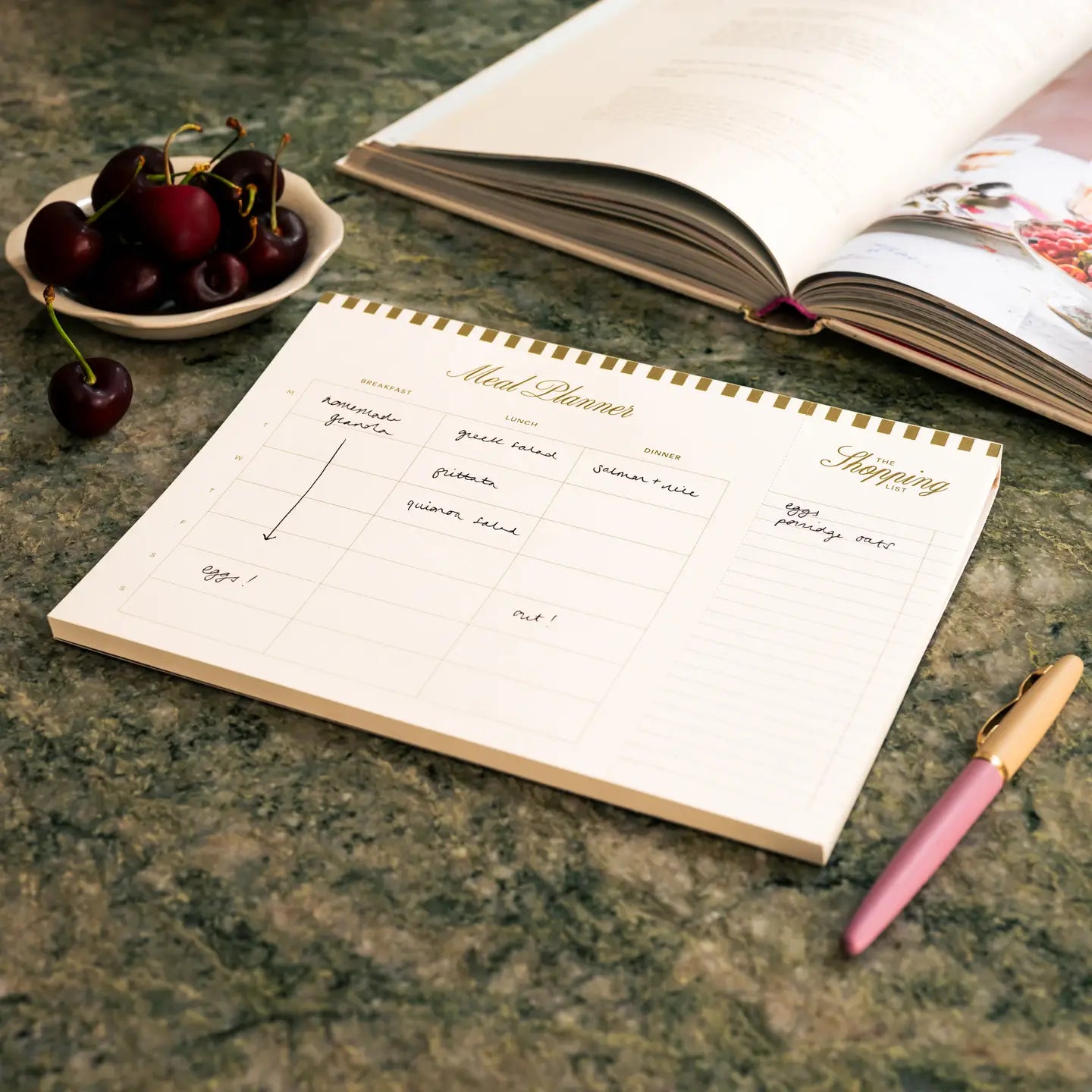 Undated Weekly Meal Planner - Cherry