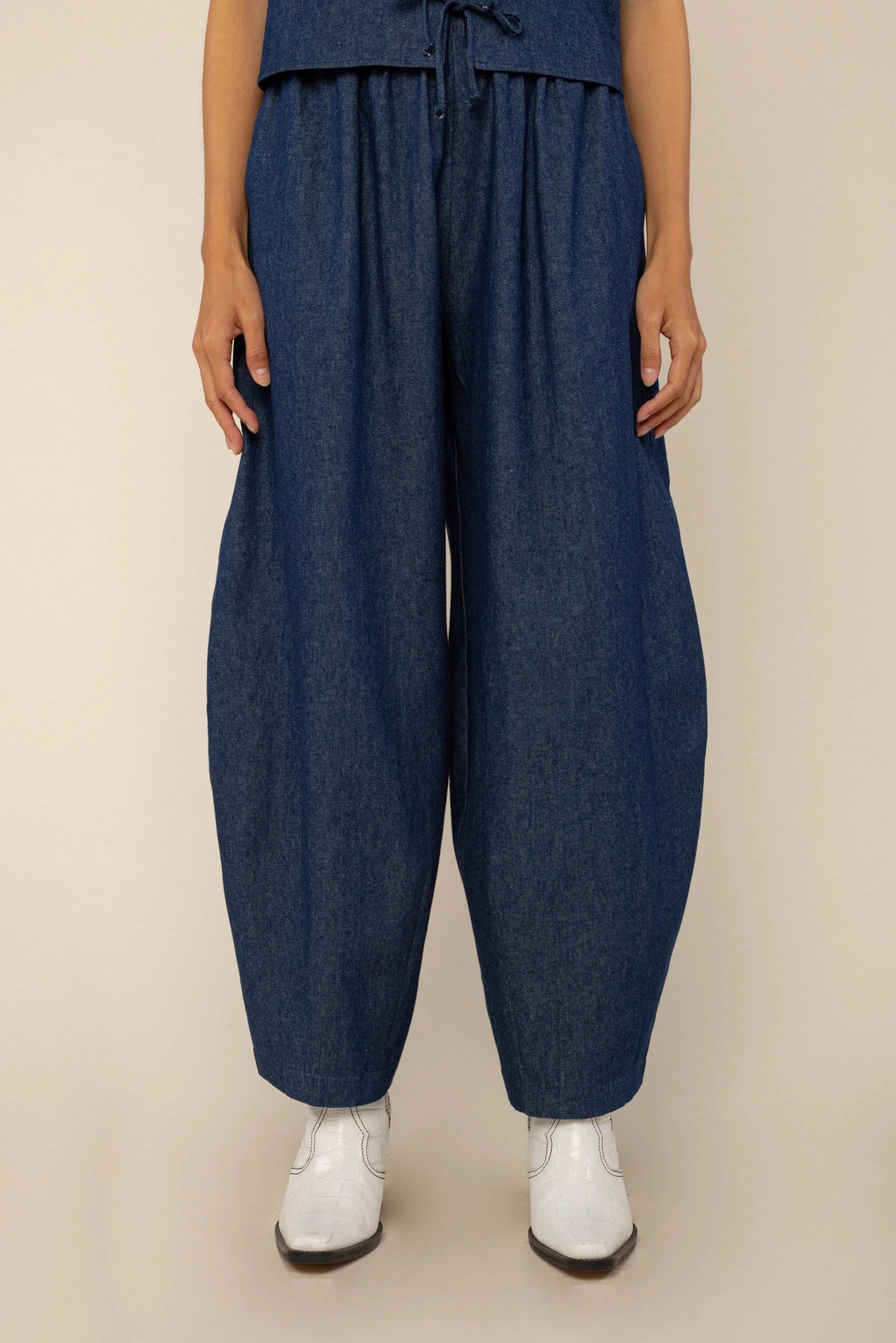 Denim Lantern Pant | High Rise Barrel Jeans