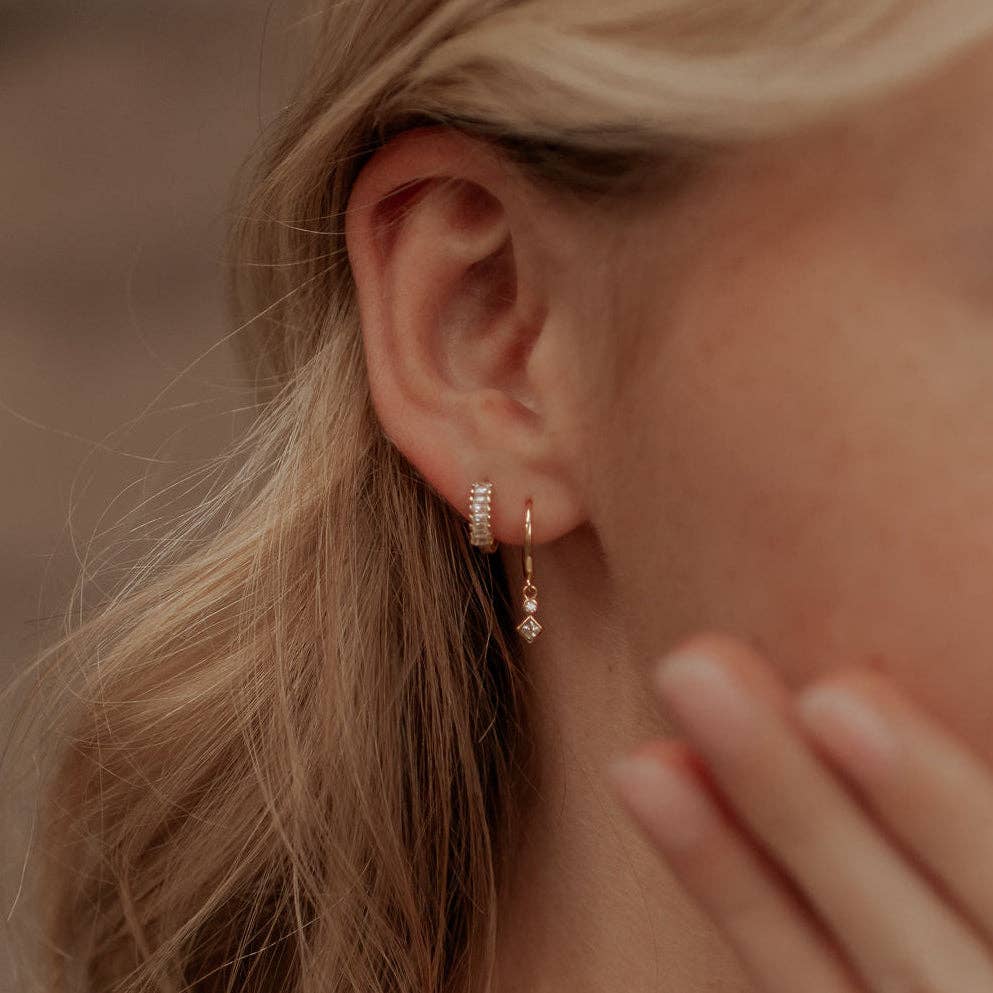 Willow Diamond Dangle Hoops