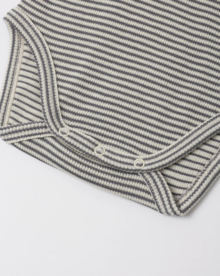 Waffle Long Sleeve Bodysuit Midnight Microstripe