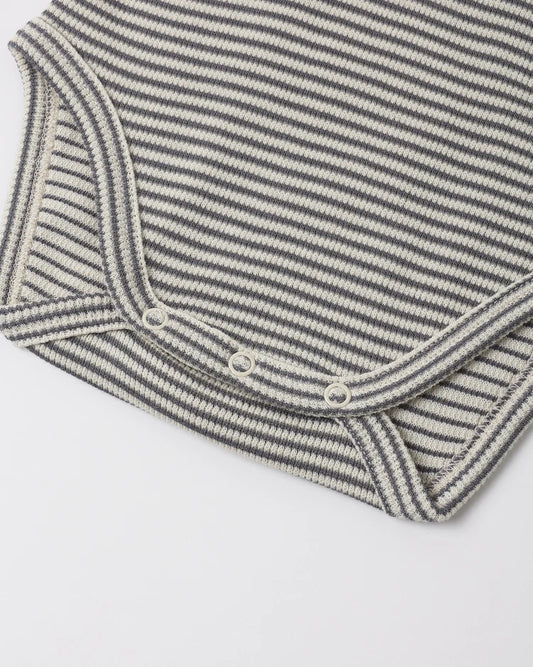 Waffle Long Sleeve Bodysuit Midnight Microstripe