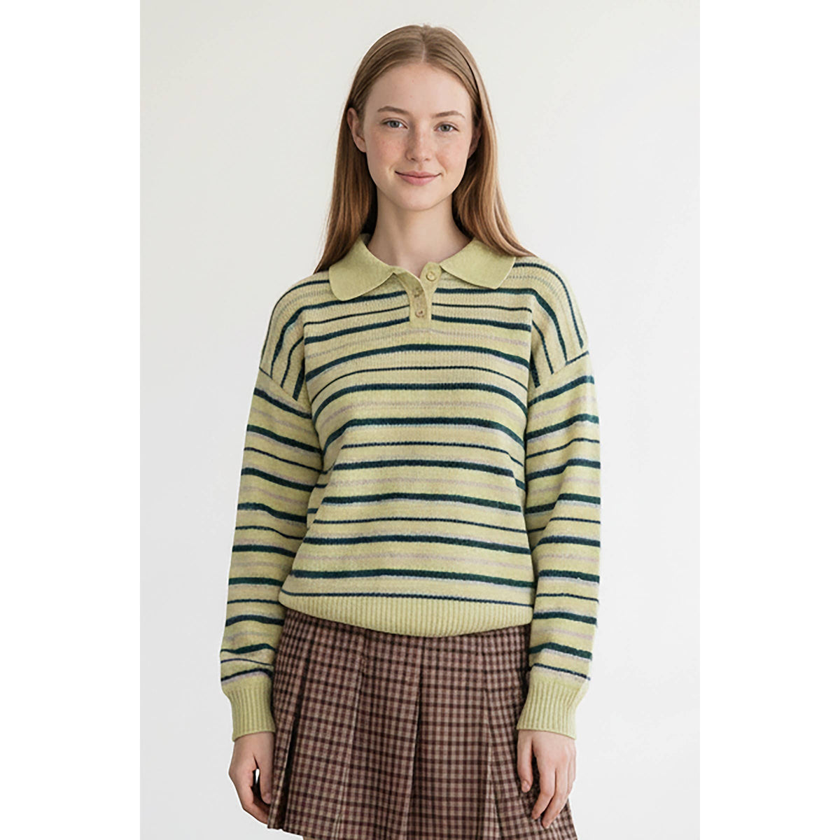 Yellow Stripe Polo Sweater