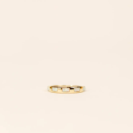 Gold Rings - White Opal Inset Baguette