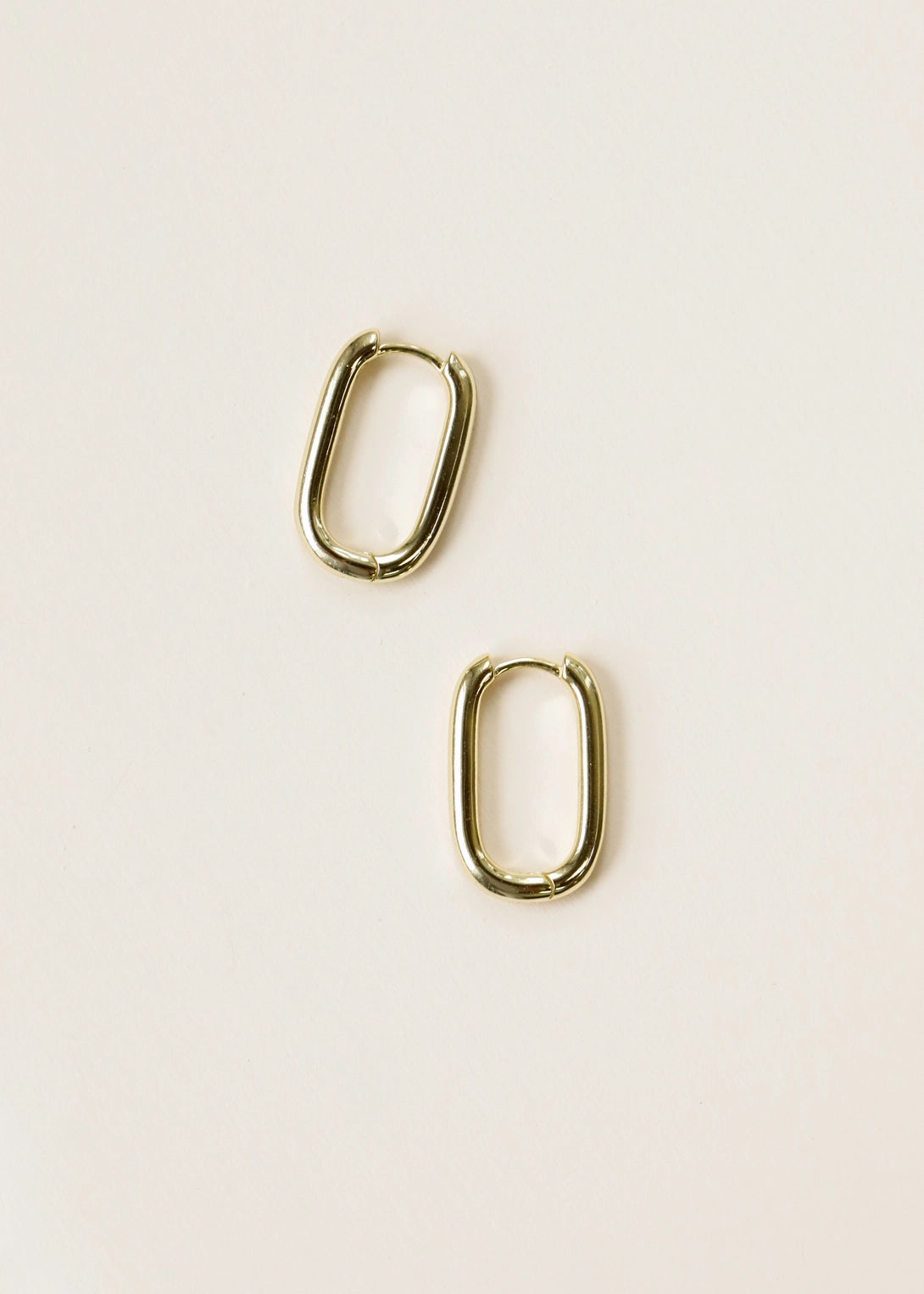 Gold Hoop Earrings - Large Rectangle