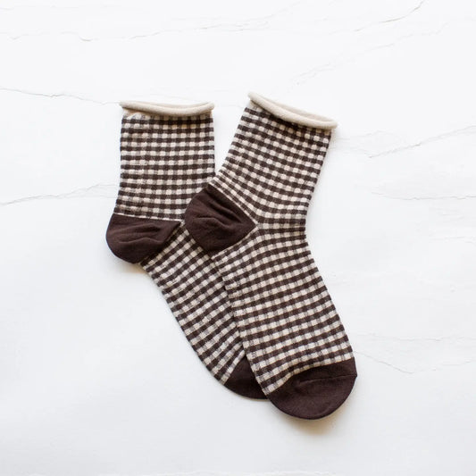 GIngham Mid Crew Sock