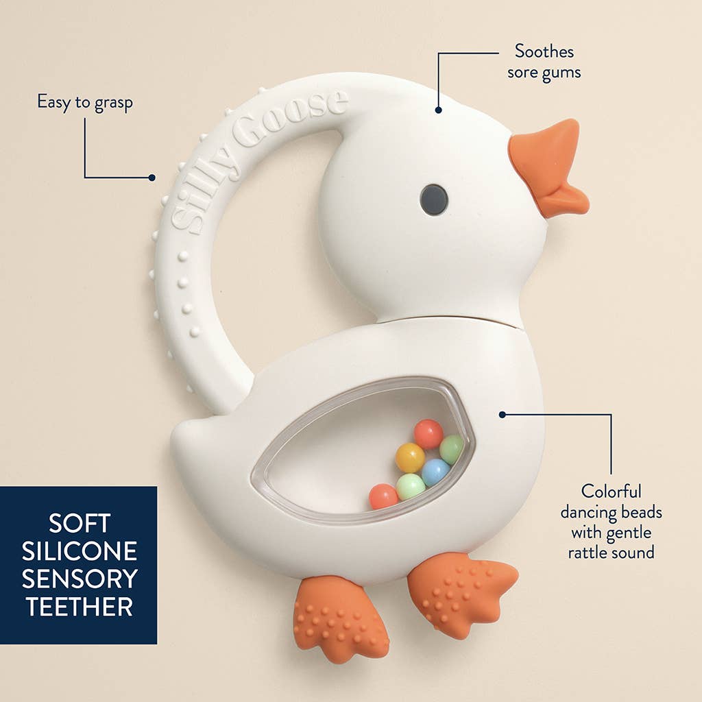 Goose Silicone Teether with Rattle