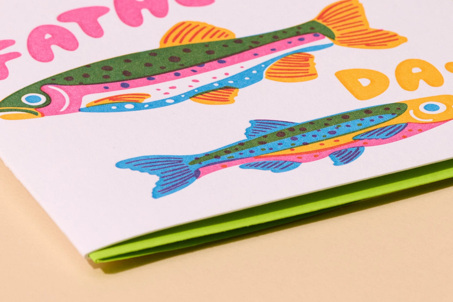 Cute Letterpress Father's Day Greeting Card—Rainbow Trout