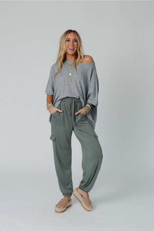 Easy Mornings Cinched Pants - Light Olive
