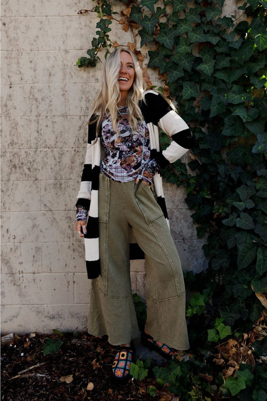 Sunset Shore Wide Leg Pants - Olive