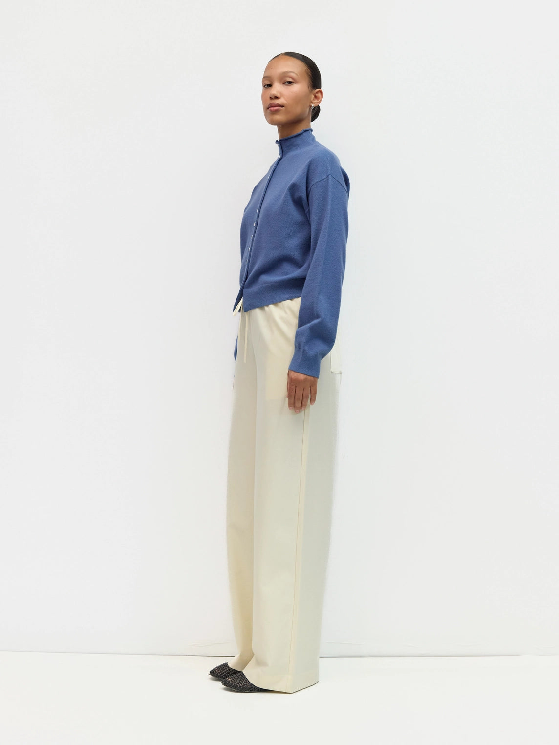 Cream Vera Pants | Drawstring Wide Leg Pants