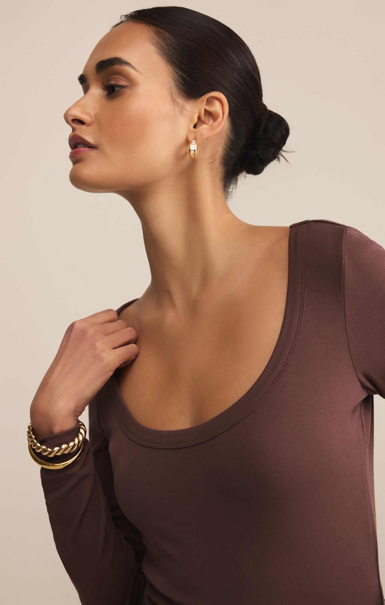 Second Skin Scoop Neck Top (Sandalwood)