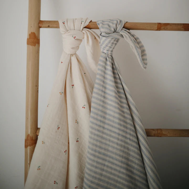 Organic Cotton Muslin Swaddle Blanket | Cherries