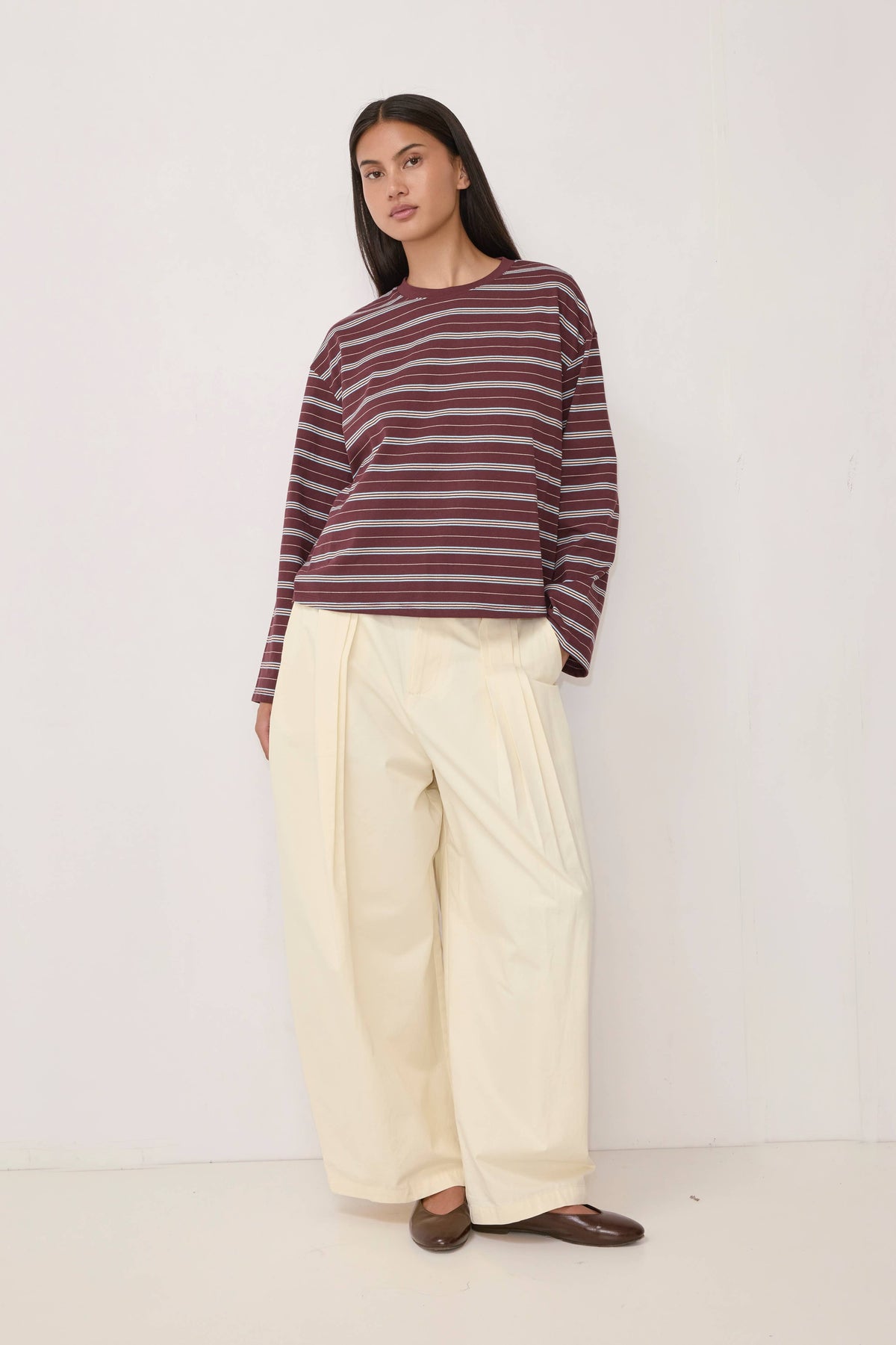 Burgundy Stripe Bailey Top