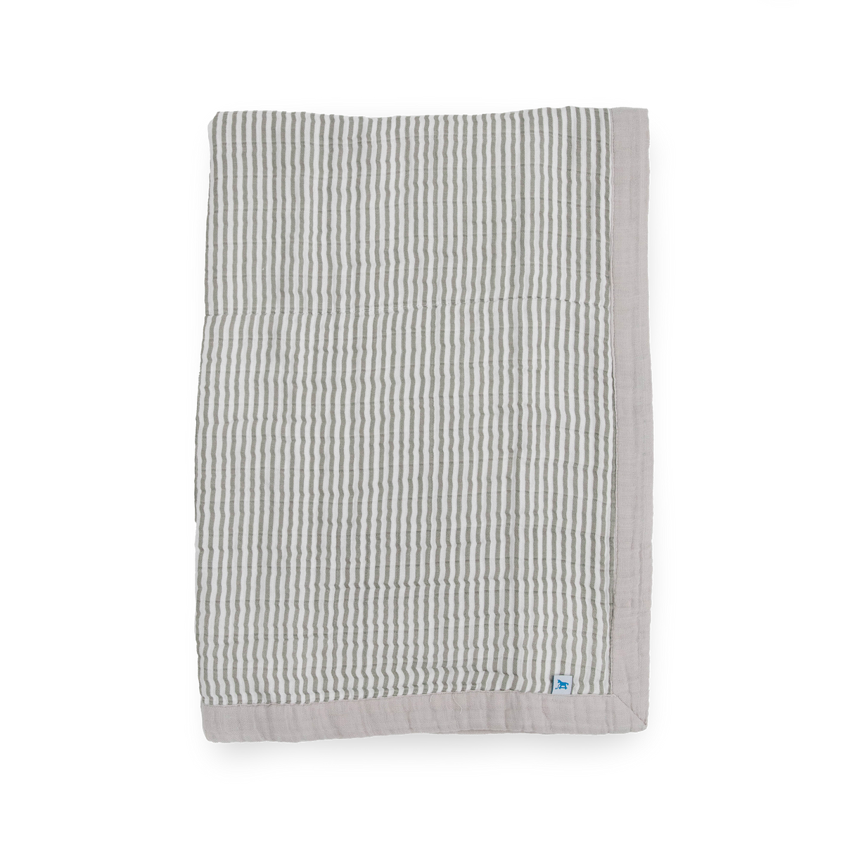 Cotton Muslin Baby Quilt - Grey Stripe