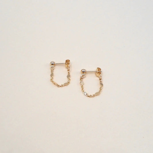 Gold Stud and Chain Earrings