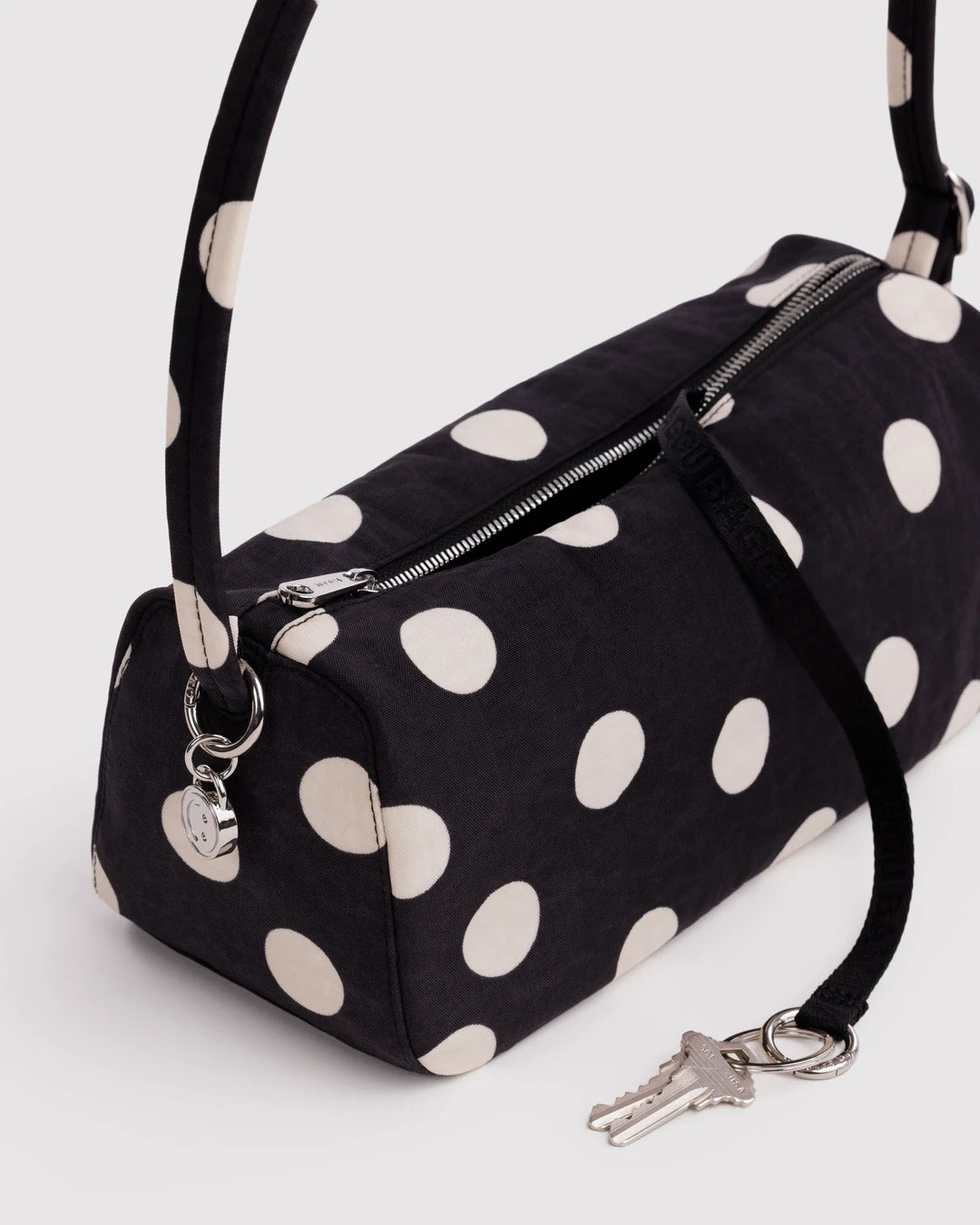 Black And Cream Polka Dot Nylon Loaf Bag