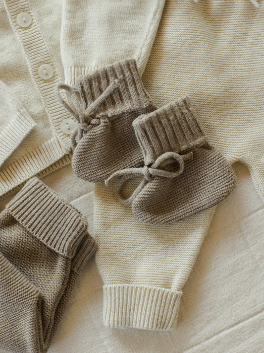 Knit Booties || Heathered Mocha