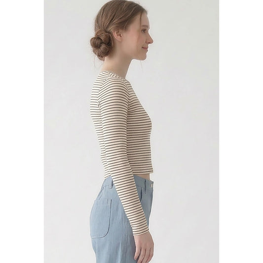 Burgundy Stripe Kallie Tee
