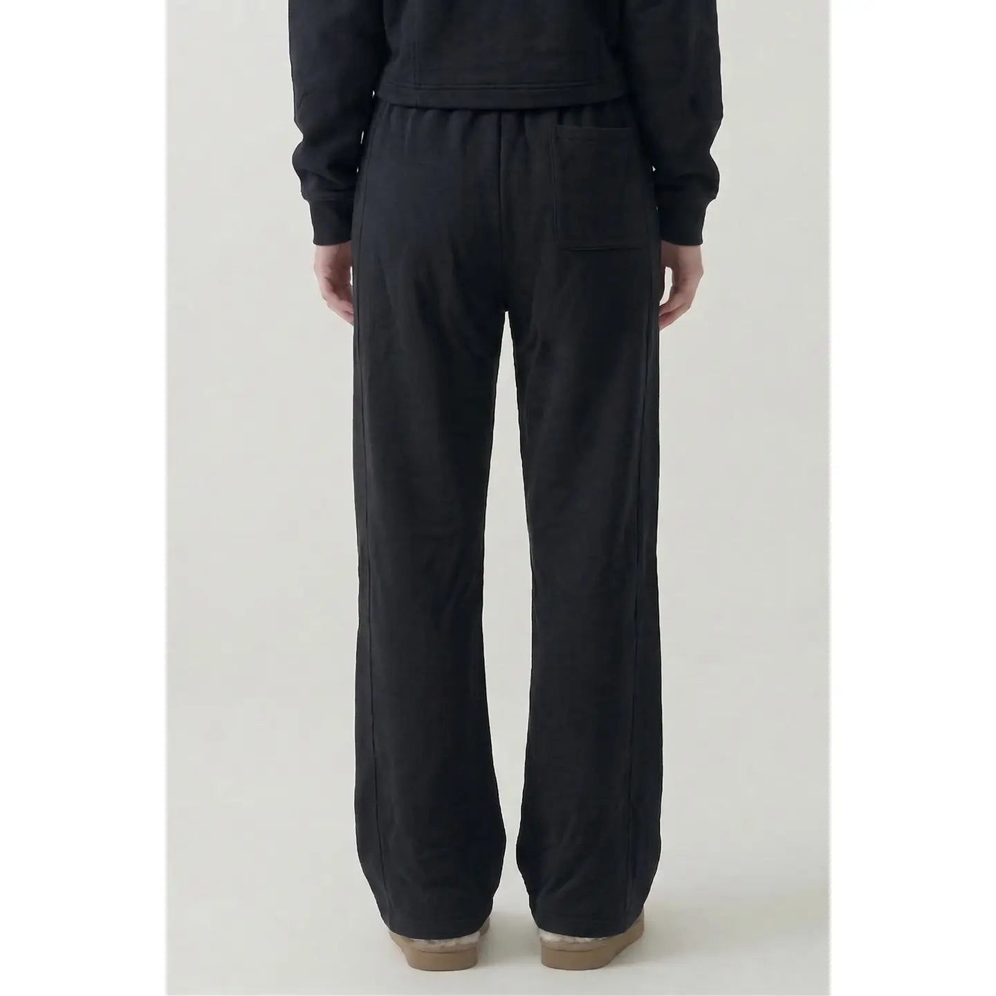 Pre Shrunk Cotton Terry Wide Pants - Vintage Black
